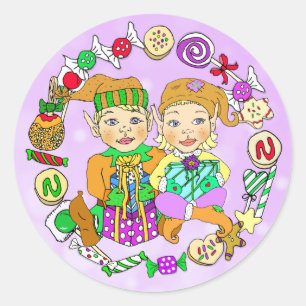 Met de hand getekende feestelijke kerstkleppen ronde sticker