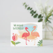 Met de Hand Getekende Flamingo's We verhuisden naa Aankondigingskaart (Staand voorkant)