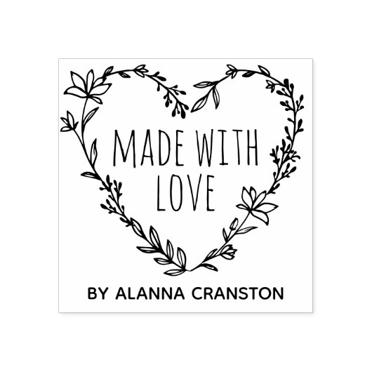 Met de hand getekende Floral Heart Wreated Made wi Rubberstempel (Afrduk)