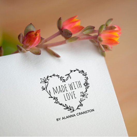 Met de hand getekende Floral Heart Wreated Made wi Rubberstempel