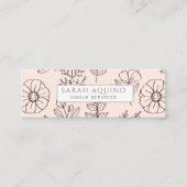Met de hand getekende Floral Peach Doula Birth Ser Mini Visitekaartje (Voorkant)