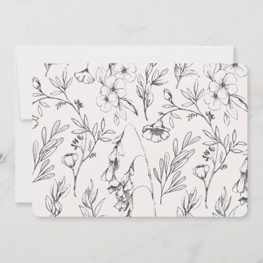 Met de hand getekende florale behalve de datum save the date (Achterkant)