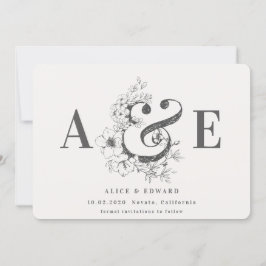 Met de hand getekende florale behalve de datum save the date