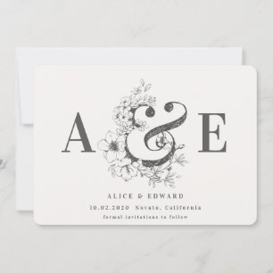 Met de hand getekende florale behalve de datum save the date