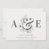 Met de hand getekende florale behalve de datum save the date (Voorkant)