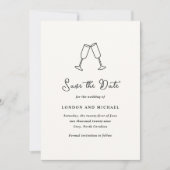 Met de Hand Getekende Fluiten Doodle Moderne Trouw Save The Date (Voorkant)