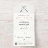 Met de Hand Getekende Fluiten Doodle QR Code Moder All In One Uitnodiging (Binnenkant)