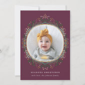 Met de hand getekende Folk Wildflower Wreatefoto Feestdagenkaart (Voorkant)