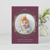 Met de hand getekende Folk Wildflower Wreatefoto Feestdagenkaart (Staand voorkant)