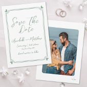 Met de Hand Getekende Foto Groene Whimsical Bruilo Save The Date