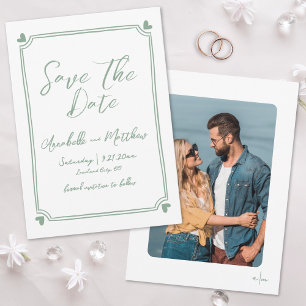 Met de Hand Getekende Foto Groene Whimsical Bruilo Save The Date