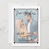 Met de hand getekende foto unieke fantasievolle br save the date (Voorkant)