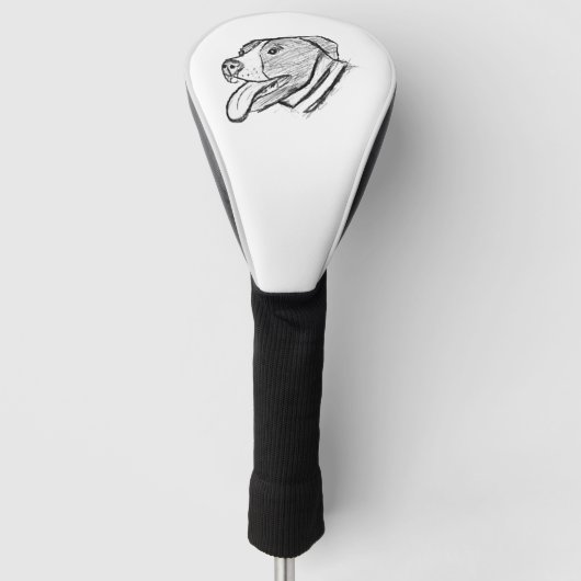 met de hand getekende foto van pitbull hond dieren golfheadcover (Voorkant)
