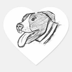 met de hand getekende foto van pitbull hond dieren hart sticker