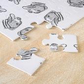 met de hand getekende foto van pitbull hond dieren legpuzzel (Zijkant)