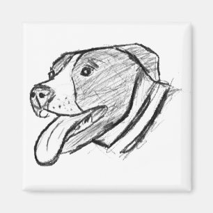 met de hand getekende foto van pitbull hond dieren magneet