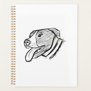 met de hand getekende foto van pitbull hond dieren planner