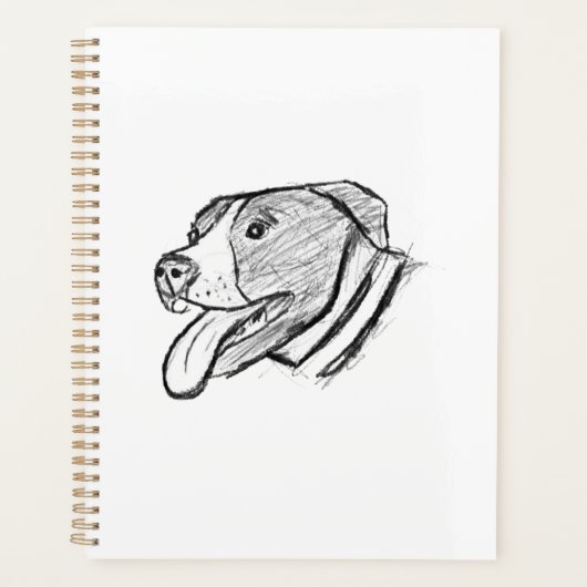 met de hand getekende foto van pitbull hond dieren planner (Voorkant)