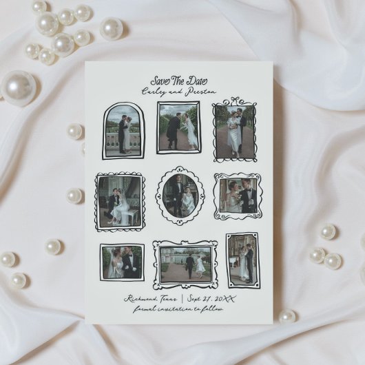 Met de hand getekende fotolijstjes Save The Date k