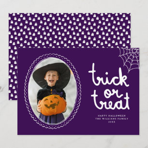 Met de Hand Getekende Frame Trick Or Treat Hallowe Kaart