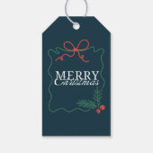 Met de hand getekende frame turquoise Blauwe Kerst Cadeaulabel (Achterkant)