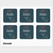 Met de hand getekende frame turquoise Blíj Kerstmi Vierkante Sticker (Vel)