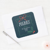 Met de hand getekende frame turquoise Blíj Kerstmi Vierkante Sticker (Envelop)