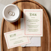 Met de Hand Getekende Franse Bruiloftdetails  Informatiekaartje