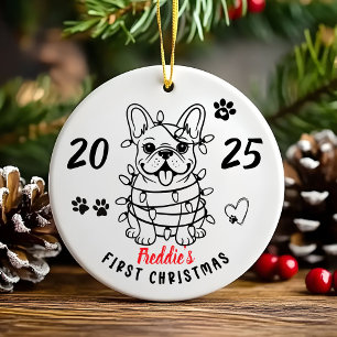 Met de hand getekende Franse Bulldog Keramisch Ornament