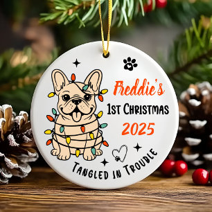 Met de Hand Getekende Franse Bulldog Keramische Ke Keramisch Ornament