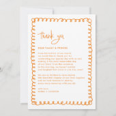 Met de Hand Getekende Franse Oranje Trouwfoto Bedankkaart (Achterkant)