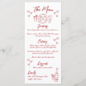 Met de Hand Getekende Franse Rode Whimsical Bruilo Menu (Voorkant)
