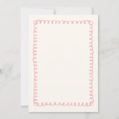 Met de Hand Getekende Franse Roze en Groene Trouw Kaart (Achterkant)