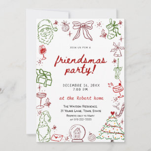 Met de Hand Getekende Friendsmas Kerst Uitnodiging