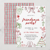 Met de Hand Getekende Friendsmas Kerst Uitnodiging (Voorkant / Achterkant)