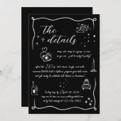 Met de hand getekende Fun Doodle Huwelijksdetails Kaart (Voorkant / Achterkant)