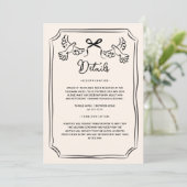 Met de hand getekende funky doodle huwelijksdetail kaart (Staand voorkant)