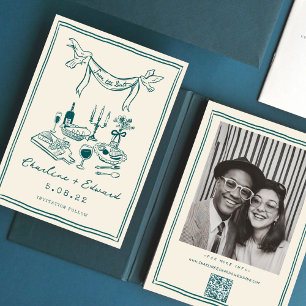 Met de hand getekende funky handschrift save the d date