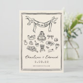 Met de hand getekende funky handschrift save the d date (Staand voorkant)
