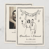 Met de hand getekende funky handschrift save the d date (Voorkant / Achterkant)