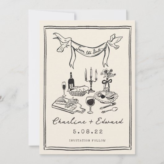 Met de hand getekende funky handschrift save the d save the date (Voorkant)