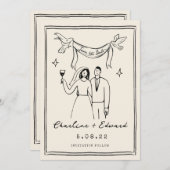 Met de hand getekende funky handschrift save the d save the date (Voorkant / Achterkant)