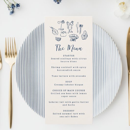 Met de Hand Getekende Funky Nausitische Verjaardag Menu