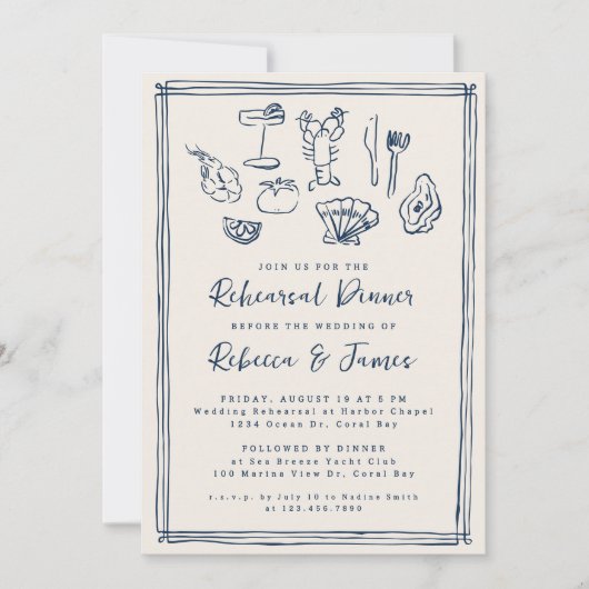 Met de hand getekende funky nautische strand bruil kaart (Voorkant)