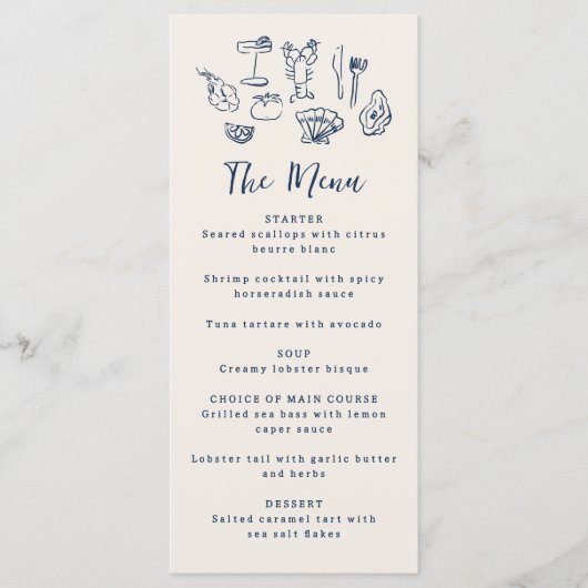 Met de hand getekende funky nautische verjaardag h menu (Voorkant)