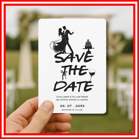 Met de Hand Getekende Funky Whimsical Minimalistis Save The Date