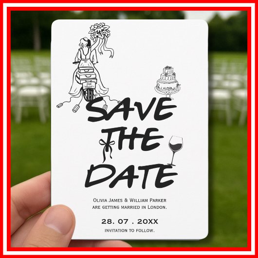 Met de Hand Getekende Funky Whimsical Minimalistis Save The Date
