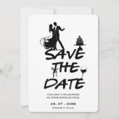 Met de Hand Getekende Funky Whimsical Minimalistis Save The Date (Voorkant)