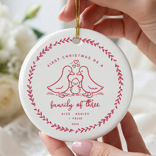 Met de Hand Getekende Gans Familie Kerst Ornament