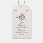 Met de Hand Getekende Gedempte Rode Salie Bloemene Cadeaulabel (Voorkant)